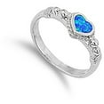 thumbnail image 4 of Blue Simulated Opal Heart Love Ring .925 Sterling Silver Band Cubic Zirconia Jewelry Female Size 6, 4 of 4