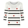 thumbnail image 4 of Xdegoge Womens 3/4 Sleeve V Neck Valentine Top Love Heart Printed Graphic Shirt Casual Loose Oversized Tops Cute Funny Observance Collection Pullover for Valentine's Day, 4 of 5