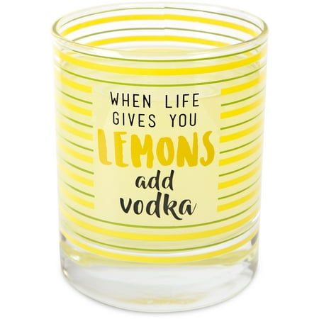 Striped Glassware Pavilion - Limes or Lemons - When Life Gives You Lemons Add Vodka Yellow Striped Whiskey Glass 10 oz ()