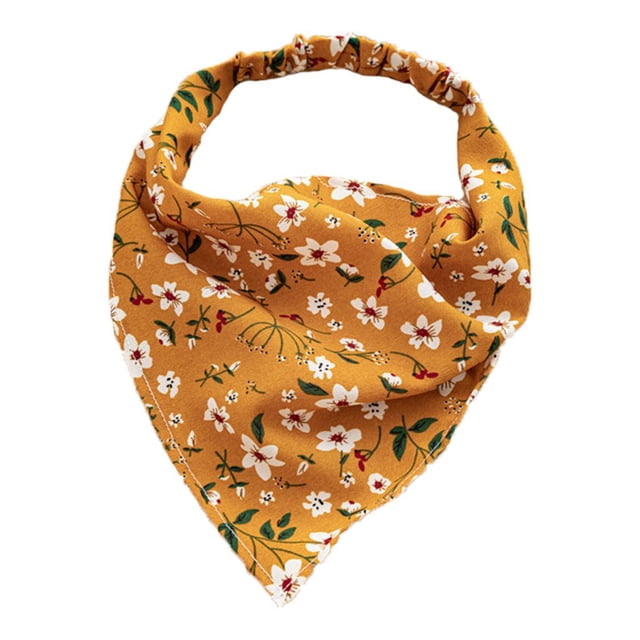 Bandeau Floral Mode Doux Boho Bandeau Imprimé Couvre-Chef Triangle Foulard Cheveux Jaune