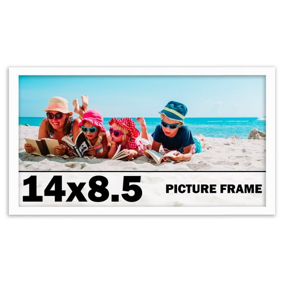 14x8.5 Frame White Solid Wood Picture Frame Includes UV Acrylic Shatter Guard Front, Acid Free Foam