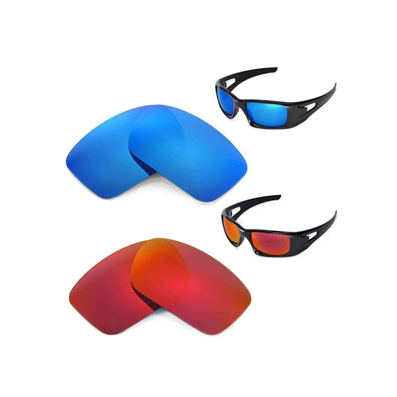 Walleva Polarized Ice Blue   Fire Red Lenses For Oakley Crankcase Sunglasses
