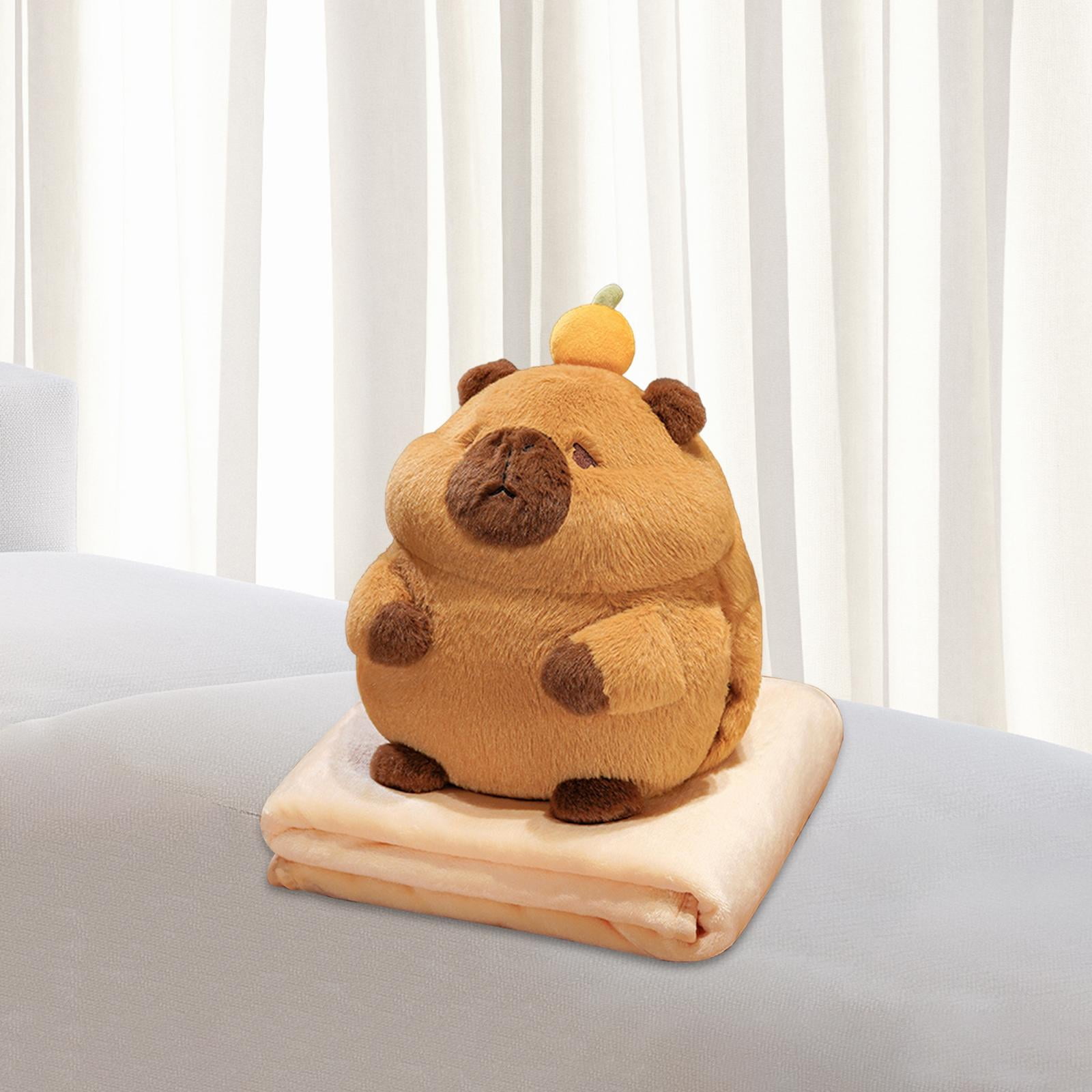 LeeQinersw Capybara Plush Toy Capybara Stuffed Toy Snuggling Lovely Ornament Plush Capybara Brown with Blanket
