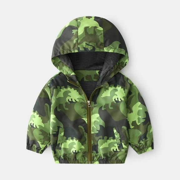 ATOGUTA Kids Coats Boys Girls Winter Windbreaker Jacket Fashion Hoodies Outwear Coat Waterproof Zipper Raincoat Green, Size 1T-6