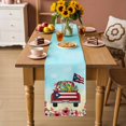 thumbnail image 2 of Puerto Rican Flag Table Runner 60 Inches Long Farmhouse Dress Scarves, Vintage Country Truck Flowers Blue Beige Dining Tablerunner for Coffee Table/Kitchen Island/Party Décor, 13" x 60", 2 of 8