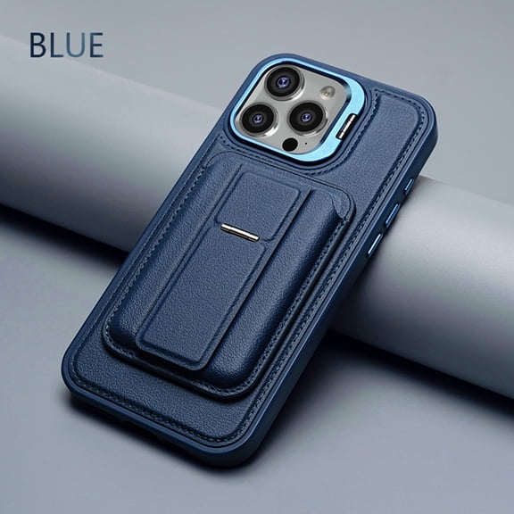 for iPhone 15 Pro Wallet Phone Case,Magnetic Detachable Card Holder,With Invisible Kickstand,Compatible with Mag-Safe,Flip Lens Ring Kickstand,PU Leather Shockproof Rugged Phone Case,Darkblue