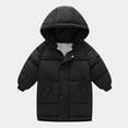 thumbnail image 3 of QUYUON Kids Winter Down Coat with Hood Toddler Baby Girls Boys Thick Warm Hooded Puffer Jackets Long Sleeve Full Zip up Windproof Padded Jackets Outerwear Black 3T-4T, 3 of 5