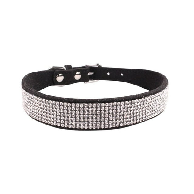 POINTERTECK Rhinestone Dog Collar Cute Dazzling Sparkling Soft Suede Leather Dog Cat Rhinestone Collar Crystal Pet Dog Puppy Collar