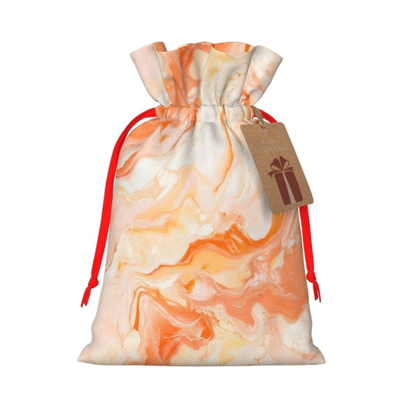 Linen Bundle Pocket Gift Bag Drawstring Opening And Closing Method For Christmas Birthday Anniversary As A Gift Packaging Small Peachpuff Marble_1