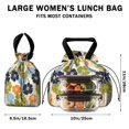 thumbnail image 5 of Geometric Flower and Sunburst Gray Drawstring Insulated Lunch Bag for Women, Stain-Resistant Large Lunch Tote with Multi-Pockets for Work Office, 5 of 6