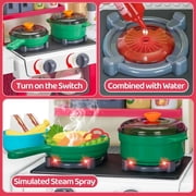 Valessati Kids Kitchen Playset with Steam, Lights, Sounds & Sink, 63 Pieces, Pink