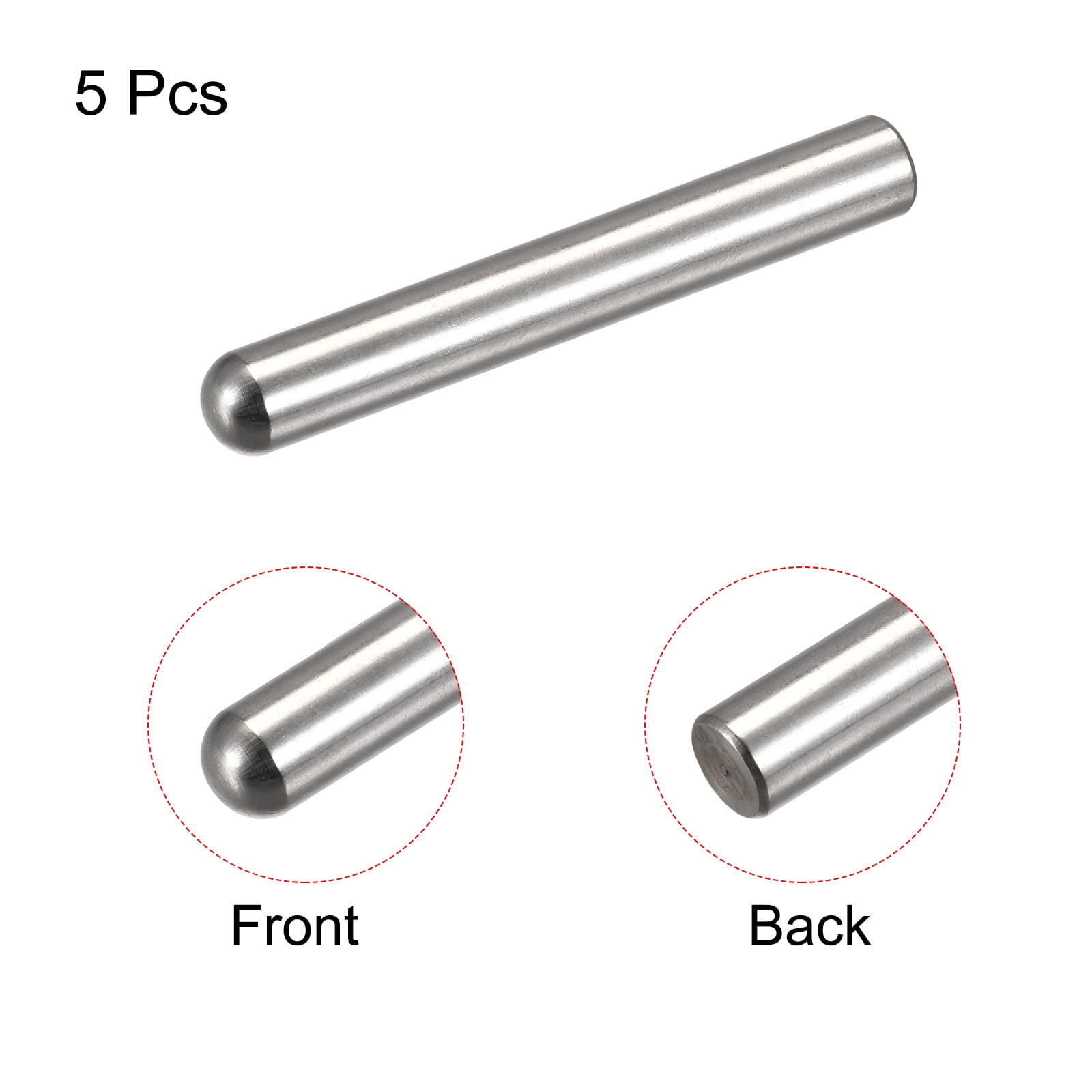 Unique Bargains 304 Stainless Steel Round Head Flat Chamfered Portable Dowel Pin 8x60mm