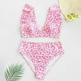 thumbnail image 7 of Bikini Sets for Women High Waisted Bathing Suits Sexy Women Bikini Print Splicing Two-piece Swimwear Swimsuit Beachwear Set Pink S, 7 of 7