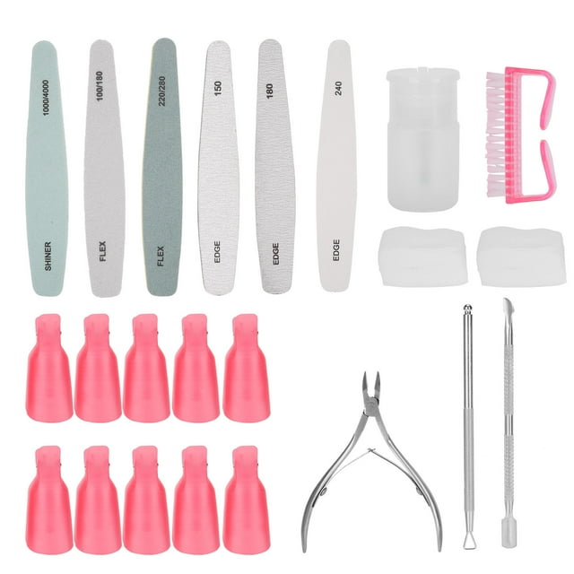 Nail Art Remover Remove Fingernail Cover 13Pcs Nail Remover Tools Set Polishing Strip Wipe Paper Dead Skin Scissors Household Kit
