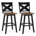 thumbnail image 1 of Gymax 29'' Swivel Barstools Set of 2 w/Backrest Large Seat Footrest for Kitchen Island Black & Walnut, 1 of 7