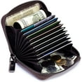 thumbnail image 3 of BULLCAPTAIN Cartera con Zíper de Cuero Genuino para Hombre, Tarjetero Compacto con 11 Ranuras para Tarjetas, Estuche de Tarjetas de Cuero Vintage, Negro, 3 of 10