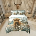 thumbnail image 2 of Erosebridal Kawaii Highland Cow Bed in a Bag Twin Size, Farmhouse Animal Bed Set, Lodge Cabin Windmill Daisy Decor, Reversible 7 Pieces, 2 of 4