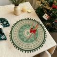 thumbnail image 6 of Virelaxpo Green Christmas Placemat with Pom Pom - Round Woven Table Mat for Holiday Dining, Snowflake and Reindeer Patterns, Heat Resistant and Easy Clean, 38x38cm, 6 of 6