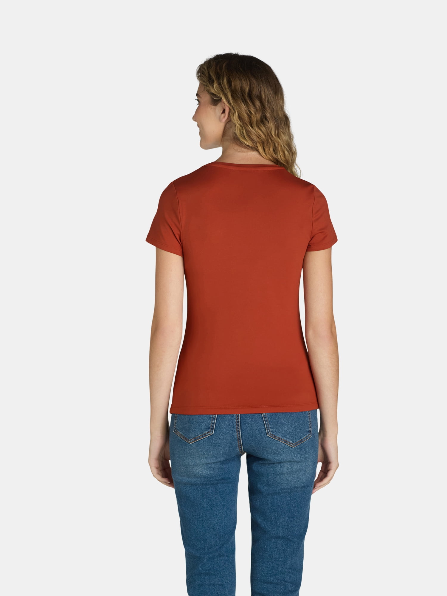 Time and Tru Women's Smoothing Tee with Short Sleeves, 2-Pack, Sizes XS-XXXL