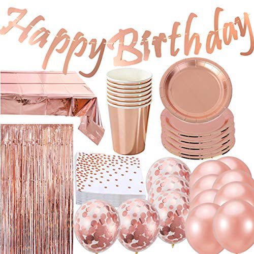 Rose Gold Foil Birthday Party Supplies Tableware Decorations And Balloons 