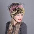 thumbnail image 2 of Bonnet à Fourrure de Couleur Contrastante pour Femmes Hiver avec Patchwork, 2 of 4