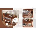 thumbnail image 6 of Accent Console Table with Semicircle Tabletop, Drawer & Shelf, Fluted Vintage Entryway Display Table, Sofa Table with Roman Legs, 6 of 10