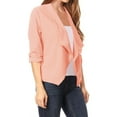 thumbnail image 2 of Women's Casual Office Wear Open Draped Front 3/4 Sleeves Basic Solid Blazer Jacket S-3XL, 2 of 3