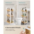 thumbnail image 2 of 3-Tier Bamboo Rolling Cart with Adjustable Shelf, 11.8x31.5 Inch Slim Storage Organizer for Kitchen Bathroom, White and Natural, 2 of 7