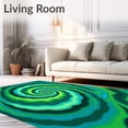 thumbnail image 2 of ODIKA 4'x6' Machine Washable Non-Slip Area Rug, Swirling Vortex Spiral Waves Artistic Indoor Floor Covering High Traffic Rug with Pad, Green, 550428, 2 of 8