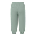 thumbnail image 4 of PMVFHDE Women's Casual Solid Color Joggers Capri Length Elastic Waist with Pockets Athletic Sport Pants Green,XL, 4 of 5