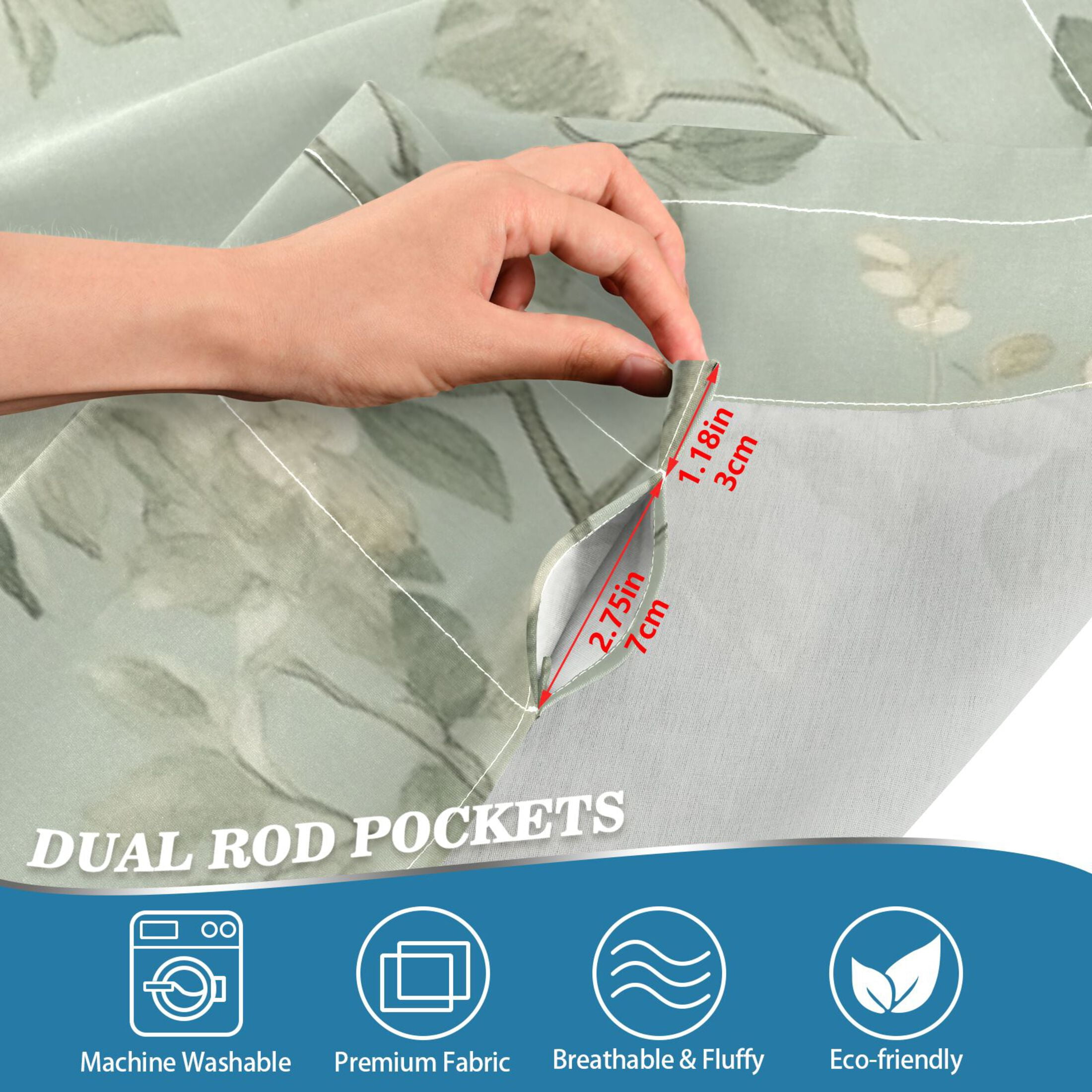 Birds in Bloom 27"x36" Linen Look Cafe Curtain Set with Privacy and UV Protection