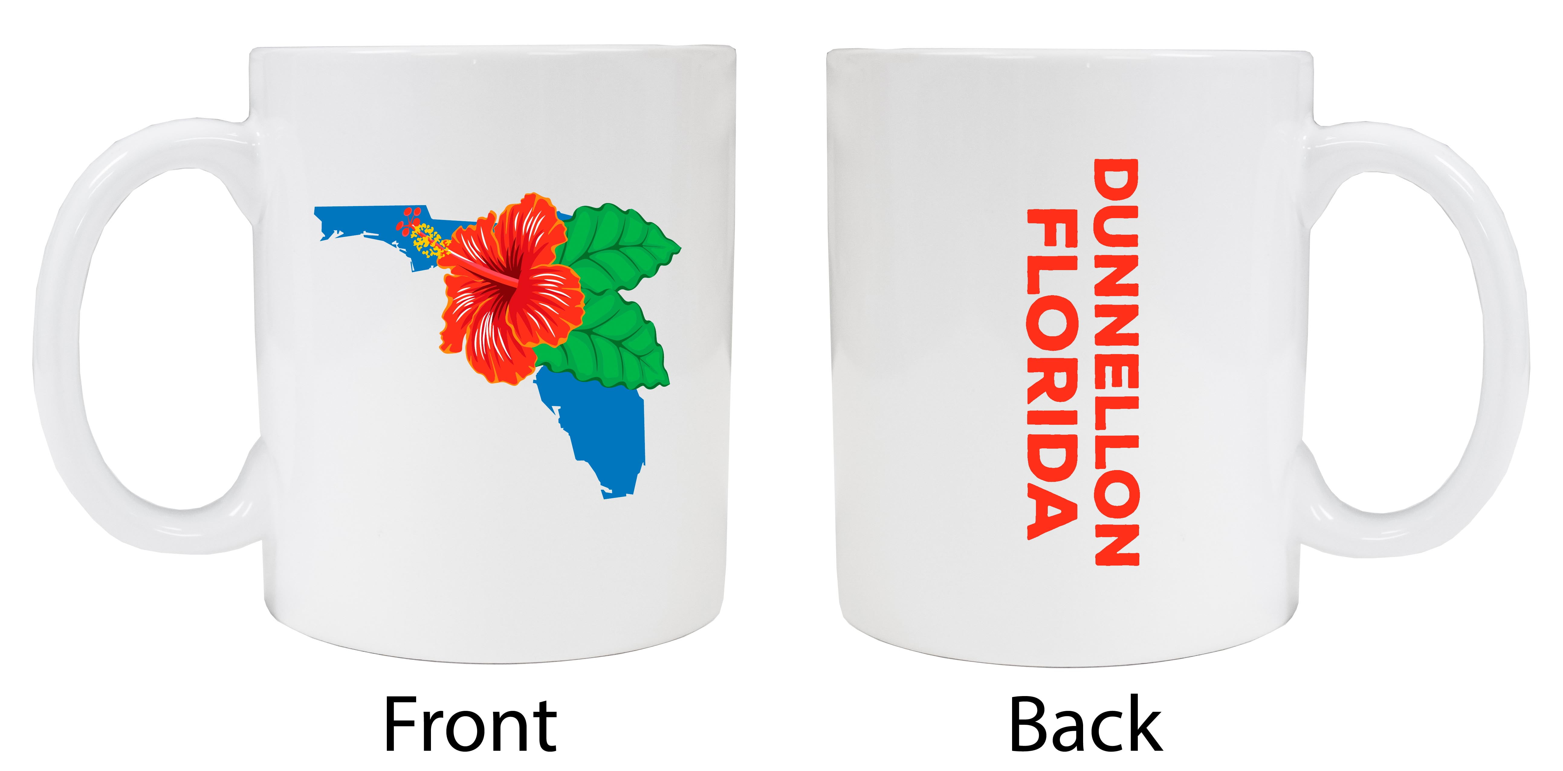 Dunnellon Florida Souvenir White Coffee Mug Hibiscus Design 2Pack