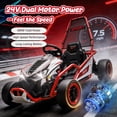 thumbnail image 4 of Track Seven 24V Electric Go Kart for Kids, Drift Crazy Cart with 400W Motors, Max 7 Mph, Protective Roll Cage, Metal Frame, 5-Point Harness, Bluetooth, 24V Ride on Toy Car Kart for Kids Aged 6+, Red, 4 of 8
