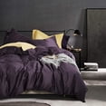 thumbnail image 1 of (Full/Queen(230cm x 90”), A#purple) - EAVD Solid Purple Duvet Cover Queen Soft 100% Long Staple Cotton Purple Bedding with 2 Button Pillowcases Luxury Modern Style Purple Comforter Set with Zipper Clo, 1 of 11