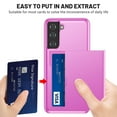 thumbnail image 3 of Dteck Case for Samsung Galaxy S22,Shockproof Wallet Card Slot Holder Pocket Slide Slim Fit Dual Layer Soft TPU Hard PC Hybrid Protective Back Cover for Galaxy S22 5G, Pink, 3 of 6