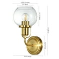 thumbnail image 4 of SAFAVIEH Huron G14 Satin Brass Metal Wall Sconce with Clear Glass Shade, Set of 2, 4 of 17