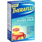 Theraflu Nighttime Multi Symptom Severe Cold, Lipton Green Tea & Citrus Flavors 6 ea (Pack of 4)