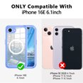 thumbnail image 3 of Casetego for iPhone 16e Magnetic Case 2025,[Compatible with MagSafe] Built-in Tempered Glass Screen Protector Full Body Shockproof Protective Phone Cover for Women Girls,Blue Glitter, 3 of 9