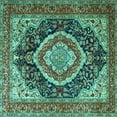 thumbnail image 1 of Ahgly Company Indoor Square Persian Turquoise Blue Traditional Area Rugs, 7' Square, 1 of 4