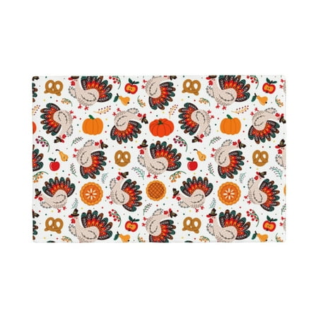 

Placemats Set of 4 Turkey And Thanksgiving2 Heat Resistant Non - Slip Place mats Waterproof table mat for Kitchen Dining-6片装