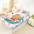 thumbnail image 4 of Erosebridal Cartoon Surfing Capybara Twin Sheet Sets,Kawaii Rodent Animal Bedding For Kids 3-Piece, 4 of 6