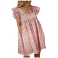 thumbnail image 2 of FcBaudy Robe à Manches Courtes Col en V, Robes d'Été pour Femmes, Robes pour Femmes Robe d'Été Élégante Col Poche Manches Courtes Midi Robe Femme, 2 of 5
