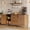 Walnut, variant on Oxirth 59" Buffet Cabinet with Storage, Mid-Century Modern Walnut Sideboard Credenza, Kitchen Dining Room Console Table Coffee Bar with 3 Drawers, Fluted Doors & Adjustable Shelves