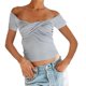 thumbnail image 1 of Camisetas Tops Camisetas Casual Mujer Camisola Cuello Cuadrado Sexy Y2k Primavera Verano (Gris S) Cgtredaw Para estrenar, 1 of 1