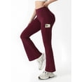 thumbnail image 6 of FLEXVIBE Womens Flare Leggings for Yoga Workout Polyester High Waist Stretch Bootcut Pants with Cargo Pockets,Burgundy,US Size XL, 6 of 9