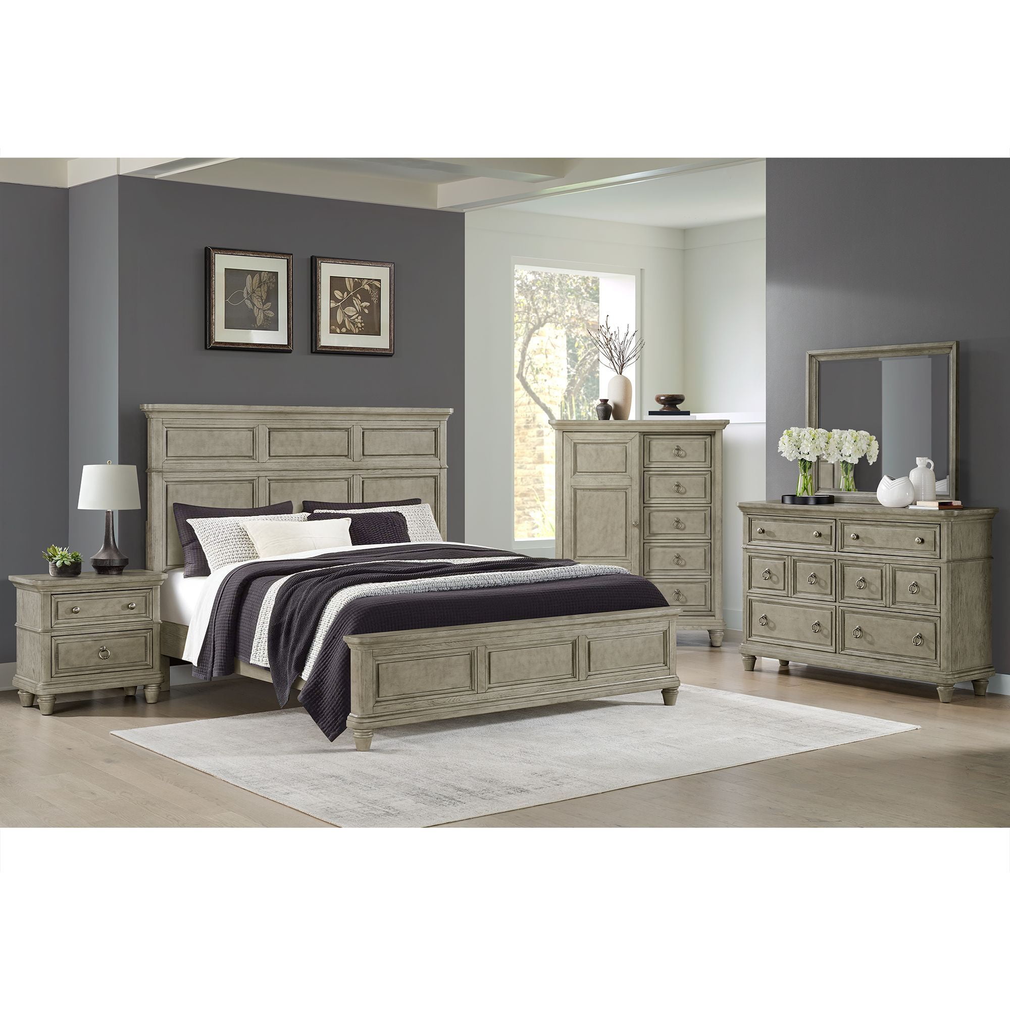 Picket House Furnishings Emiko 2-Drawer Nightstand with USB in Light Gray