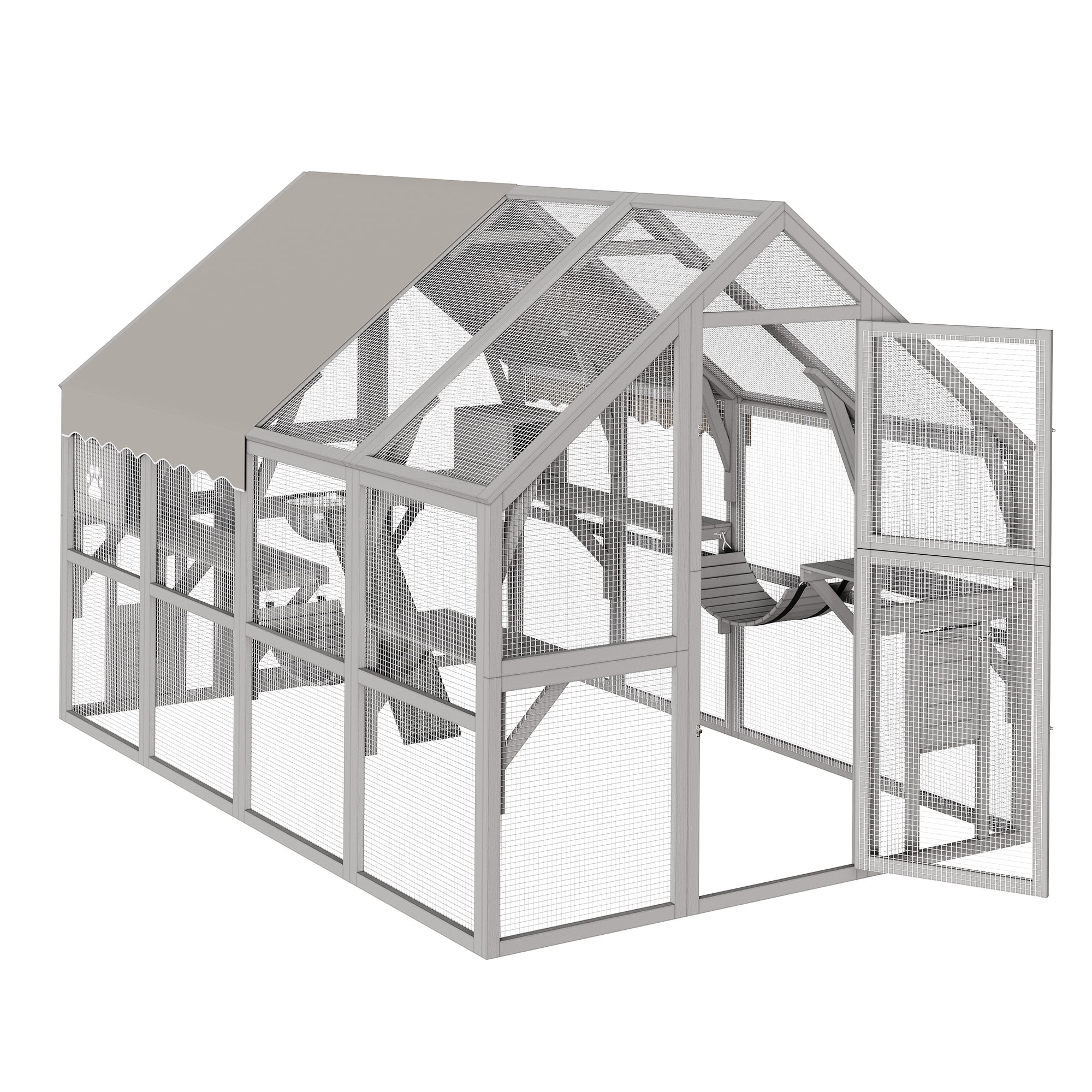 Dextrus 110" 56ft² Large Catio Outdoor Cat Enclosure, Multi Cats Cat House Weatherproof, Small Animals House Outdoor for 6-8 Cats