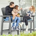 thumbnail image 1 of Wulful Tall Adirondack Chair Set w/ 2 Outdoor Barstools and Connecting Tray for Patio Umbrella, Gray, 1 of 7