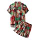 thumbnail image 4 of Conjunto casual de blusa y pantalones de playa de manga corta con estampado de botones para hombre Pompotops  oipoqjl51439, 4 of 9