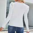 thumbnail image 5 of Qepwsc Women's Puff Long Sleeve Knit Pullover Sweaters Casual V Neck Ribbed Solid Soft Slim Fits Sweater Blouse Tops, 5 of 9